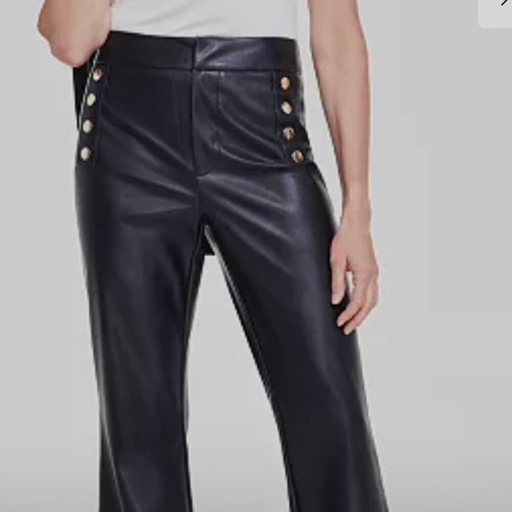 Womens High-Rise Faux Leather Pants,